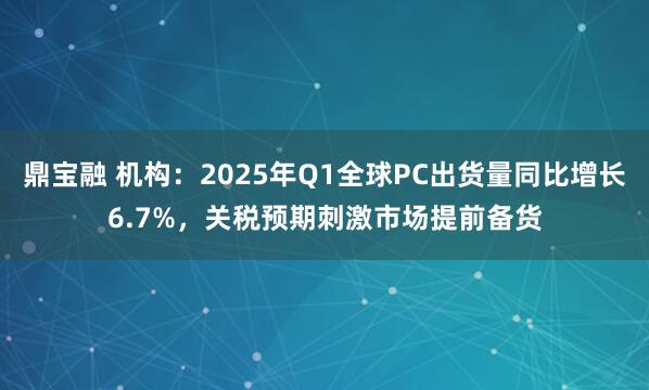 鼎宝融 机构：2025年Q1全球PC出货量同比增长6.7%，关税预期刺激市场提前备货